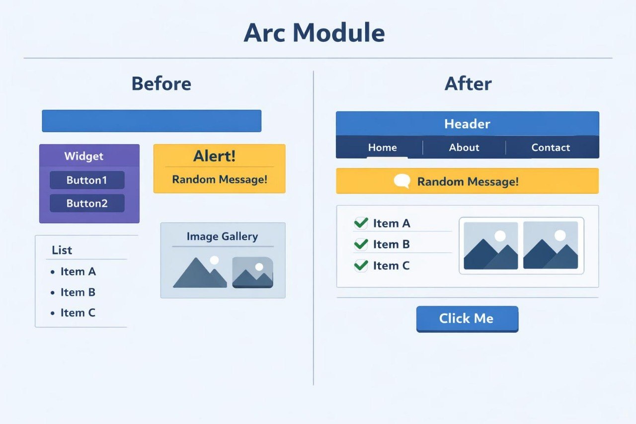 Arc module before/after diagram