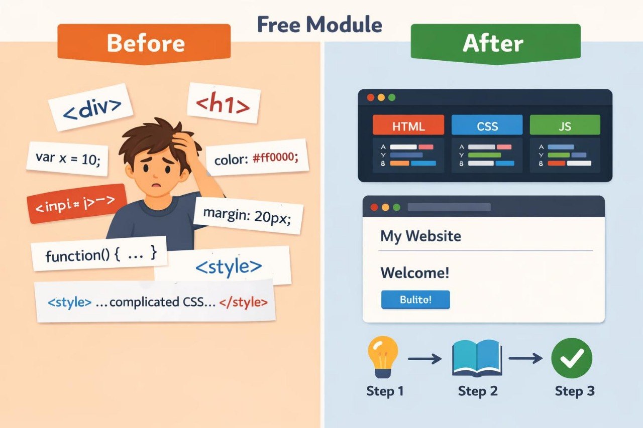 Comparison of code complexity before and after a free module, with a user interface design example.