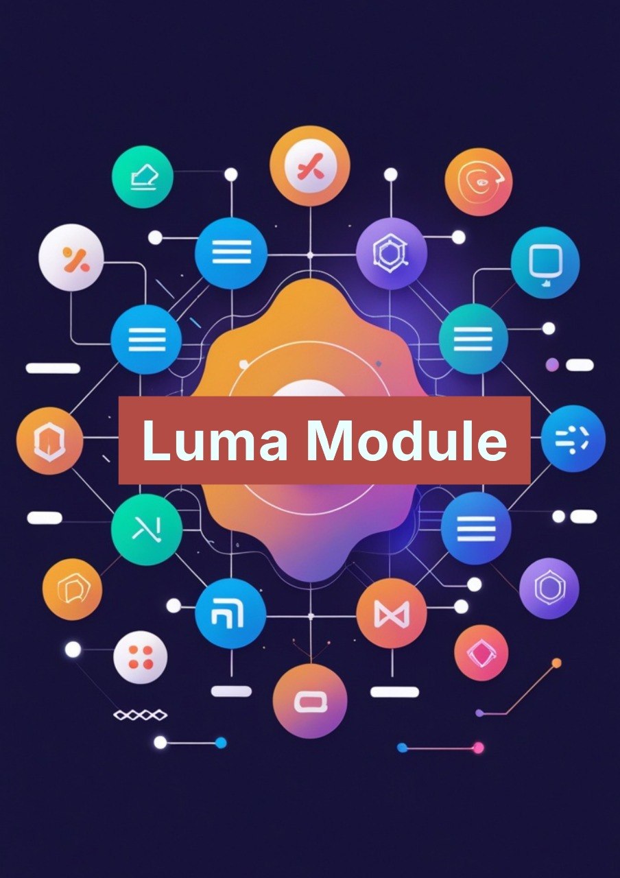 Luma Module with colorful icons on a dark background